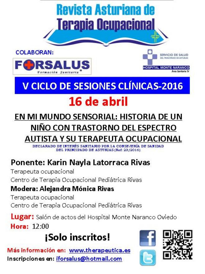 V CICLO DE SESIONES CLINICAS REVISTA ASTURIANA DE TERAPIA OCUPACIONAL