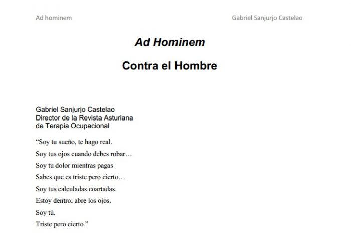 Ad Hominem. Contra el hombre. Gabriel Sanjurjo Castelao