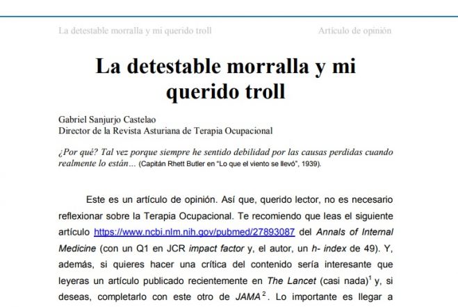 ARTÍCULO DE OPINIÓN. LA DETESTABLE MORRALLA Y MI QUERIDO TROL